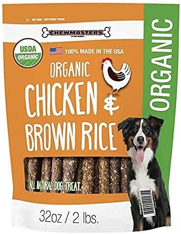 Organic Chicken & Brown Rice Dog Treats, 2 Pound Bag, 100% Organic, Made in The USA, Corn, Soy & Wheat Free, No by-Products, Real Meat Dog Treat