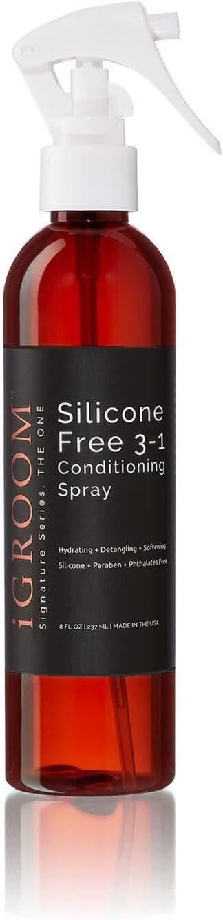 iGroom Silicone Free 3-1 Dog Conditioning/Detangling Spray, Luxury Pet Beauty Care, Hydrating, Paraben and Phthalates Free, Made in USA, 8 oz