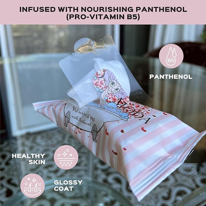 Wet Wipes with Panthenol for Sphynx and Shorthair Cats for Everyday use (5Pack/75Count)