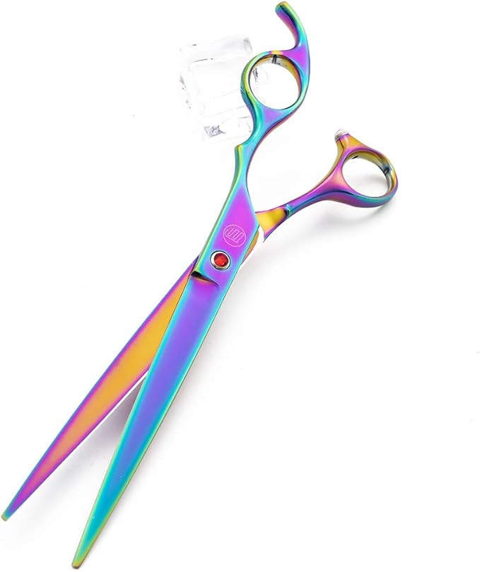 Moontay Professional 8.0" Dog Grooming Scissors Set, 4-pieces Straight, Upward Curved, Downward Curved, Thinning/Blending Shears for Dog, Cat and Pets, JP Stainless Steel, Multicolour