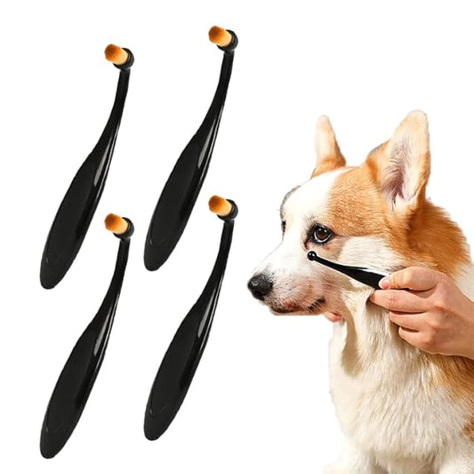 Dog and Cat Eye Powder Brush - 4 Pack Tear Stain Remover Brush with Washable Fiber Ergonomic Handle (4 Pack)