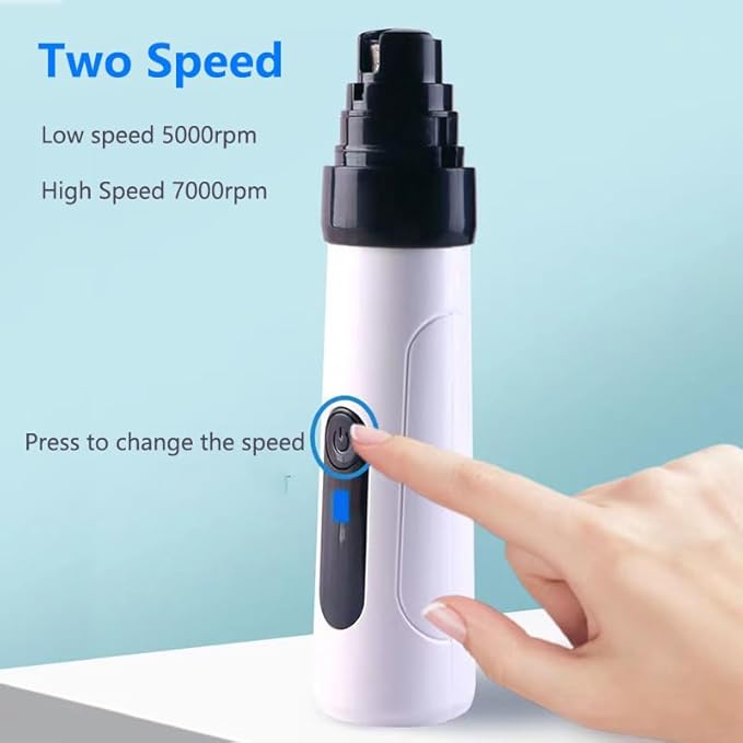 Heusom Silent Groom Pro Nail Grinder, Heusom Dog Nail Trimmer, Rechargeable USB Charging Pet Nail Grinder, Electric Dog Nail Clippers Pet Paws Grooming Smoothing Tool, 2 Grinding Heads