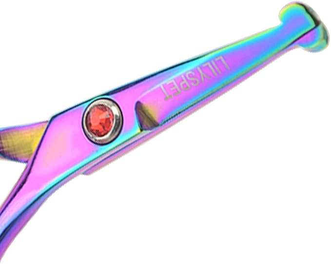 LILYS PET 5.0" Right-Handed Round-Tip Pet Grooming Scissors, Stainless Steel Small Ball Tip for Nose, Ear, Face, Paw Hair for Dogs and Cats