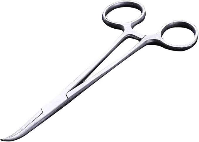 Stainless Steel Dog Cat Pet Forceps Scissors Ear Hair Clamp Fishing Scissors Tools (12.5CM bent)