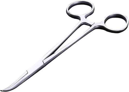 Hemostatic Forceps, Stainless Steel Dog Cat Pet Scissors Ear Hair Clamp Fishing Scissors Tools (18CM bent)