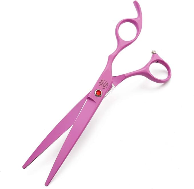 Moontay Professional 7.0" Dog Grooming Scissors Set, 4-pieces Straight, Upward Curved, Downward Curved, Thinning/Blending Shears for Dog, Cat and Pets, JP Stainless Steel, Pink