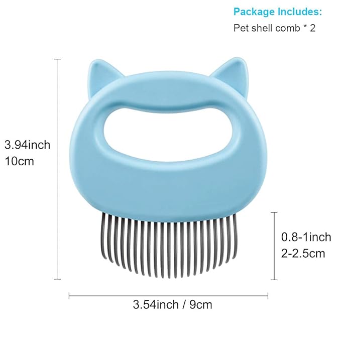 2 Pcs Cat Combs, Soft Fine Teeth Cat Hair Comb Pet Massage Comb, Short Long Hair Removal Massage Cat Shell Comb, Dog Cat Deshedding Brush Grooming Comb for Shedding Matted Fur, Knots & Tangles (blue)