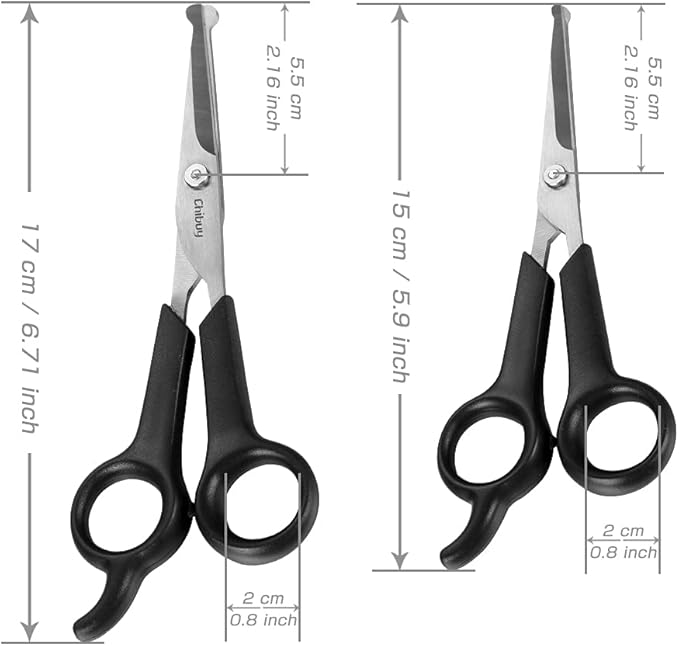 Chibuy Pet Grooming Scissors Set for Dogs & Cats with Safety Round Tips Dog Eye cut Stainless Steel Dog Grooming Scissors Kit, Home Professional Pet Grooming Tools -For Large & Small Animals