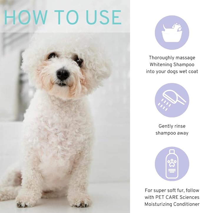 8 fl oz Dog Whitening Shampoo - Dog Shampoo for White Dogs - Brightens White and Darkens Dark Coats - Tearless and Natural - Hair and Fur Whitener for Dogs - Made in The USA