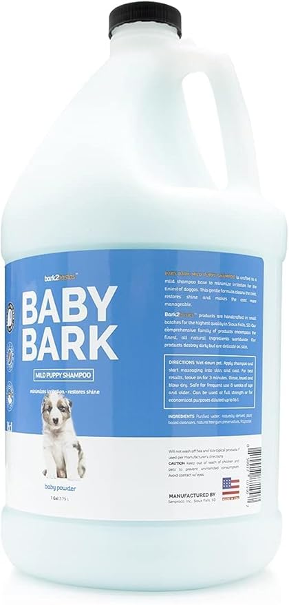 Bark2Basics Baby Bark Puppy Shampoo for Dogs, Gallon - Naturally Derived Ingredients, Formulated for Puppies, Professional Grooming Grade, Gentle on Dry or Sensitive Skin, Made in The USA