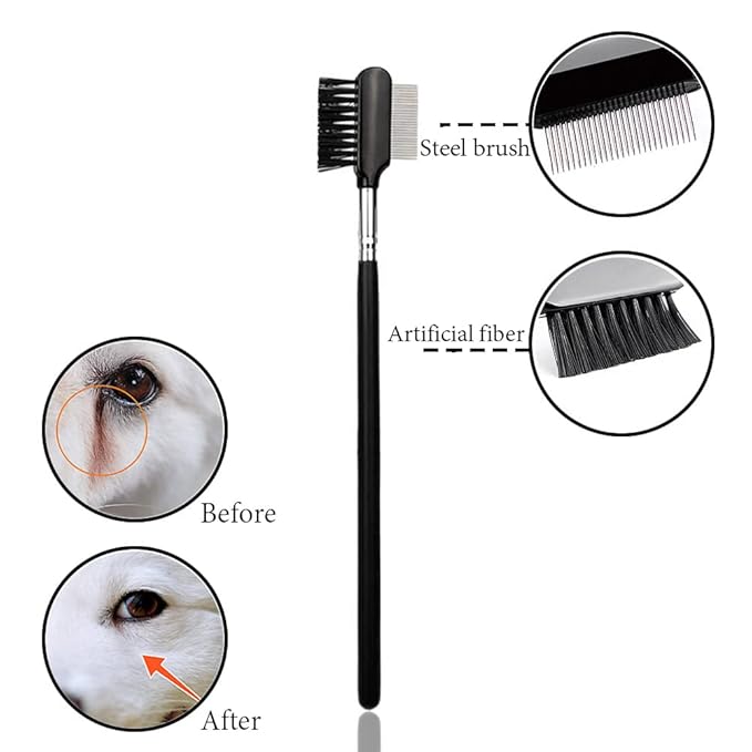 SKYPIA 5 Pcs Dog Comb Set - Tear Stain Remover, Flea Comb for Dogs and Cats, Grooming Kit for Small Pets