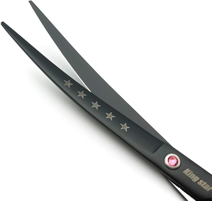 Kingstar 8.0in. Matt Black Professional Pet Grooming Scissors Set,Straight & Thinning & Curved Scissors Set with Comb,Dog Grooming,A559