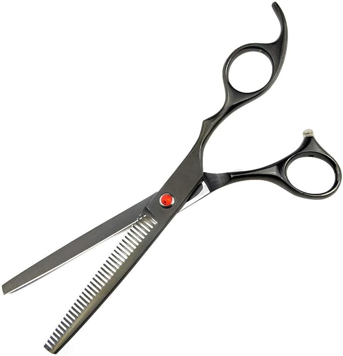 LILYS PET Professional PET DOG Grooming Coated Titanium scissors suit Cutting&Curved&Thinning shears (7.0 inches, Black)…