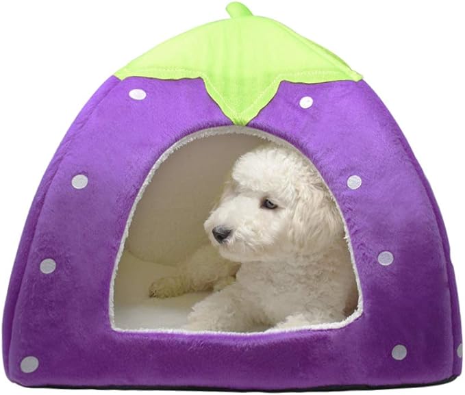 Spring Fever Hamster Guinea Pig Rabbit Dog Cat Chinchilla Hedgehog Bird Small Animal Pet Bed House Hideout Cage Accessorie D Purple XL (18.9 * 18.9 inch)