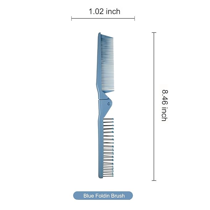 Folding Small Dog Grooming Brush - Perfect for Shih Tzus, Yorkies, and Maltipoos - Ideal Puppy Hair Brushes for Maltese and Small Breeds (Blue)