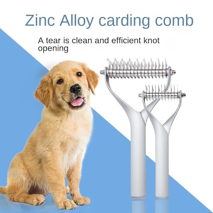 Pet comb Unknot Unknot comb Y-shape floating-off dog rake comb Zinc alloy dog comb hair removal dog comb (Big, Black)