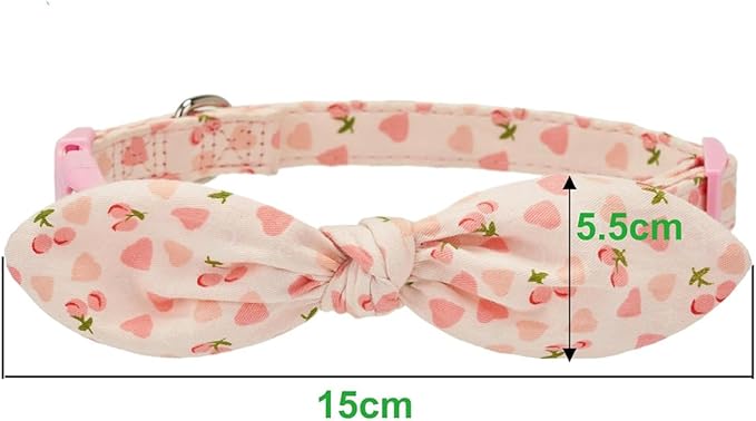 Cotton Dog Collar Soft Lightweight with Hand-Tied Knot Bow for Small Dogs.(S, Peach)