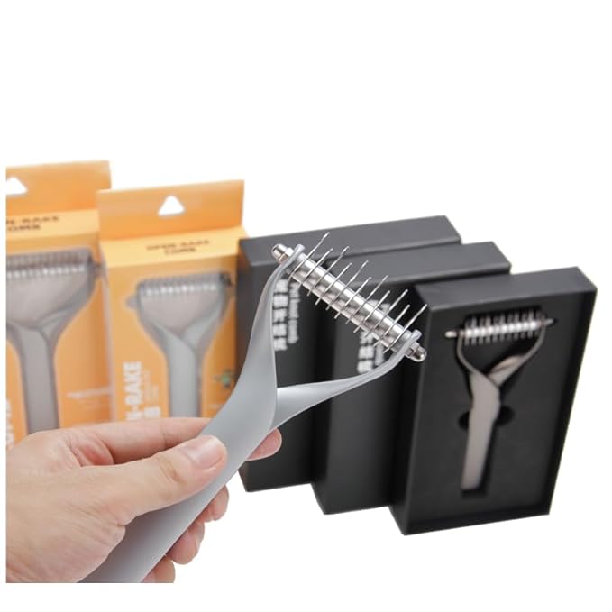 Pet comb Unknot Unknot comb Y-shape floating-off dog rake comb Zinc alloy dog comb hair removal dog comb (Big, Black)