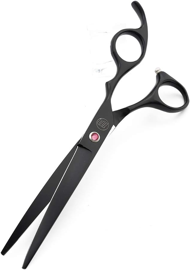 Moontay Professional 7.0" Dog Grooming Scissors Set, 4-pieces Straight, Upward Curved, Downward Curved, Thinning/Blending Shears for Dog, Cat and Pets, JP Stainless Steel, Black