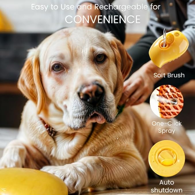 FEGAOSTORE 4-1 Cat Brush with Steam, Steam Brush for Dogs, Steaming Cat Brush, Misting Cat Brush, Pet Massage Comb, Steam Cat Brush, Mist Pet Grooming Comb, Cleaning Brush for Dogs & Cats