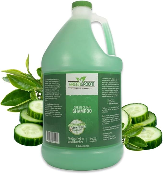Green Groom Green Clean Dog Shampoo, 1 Gallon - Plant Based Ingredients, 50:1 Concentrated, Moisturizes Dry Itchy Sensitive Skin, Antioxidant Rich, Professional Grade