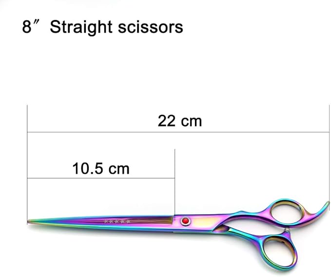 Kingstar 8.0in. Professional Pet Grooming Scissors Set,Titatium Plated Straight & Thinning & Curved Scissors Set with Comb,Dog Grooming,A563