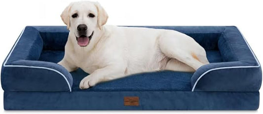 PV Washable Jumbo Dog Bed for Extra Large Dogs, Waterproof Orthopedic Dog Bed, Jumbo Breed Dog Bed Sofa with Removable Cover & Non-Slip Bottom(Jumbo,Navy Blue)