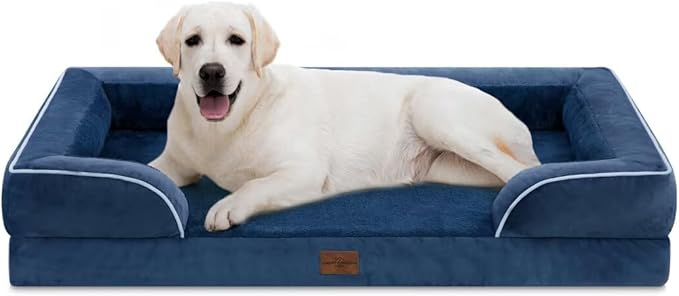 PV Washable Jumbo Dog Bed for Extra Large Dogs, Waterproof Orthopedic Dog Bed, Jumbo Breed Dog Bed Sofa with Removable Cover & Non-Slip Bottom(Jumbo,Navy Blue)