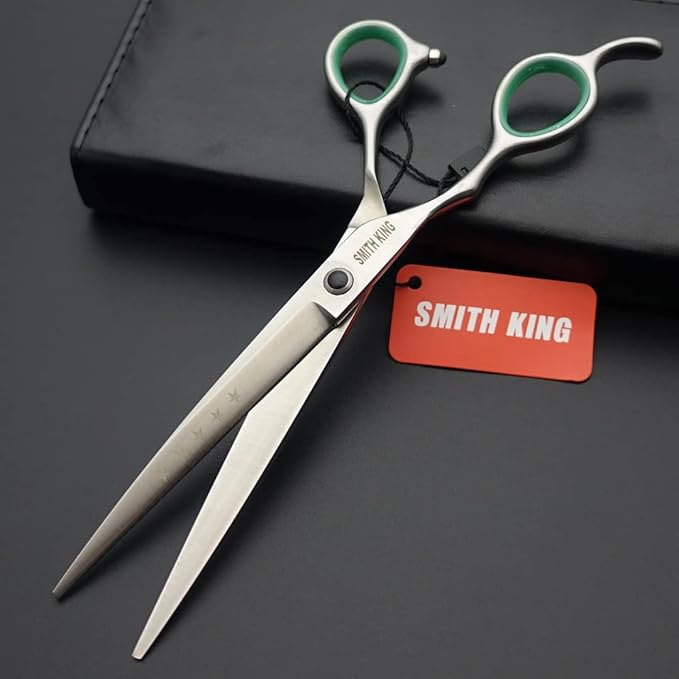 Professional Dog Grooming Shears Set Dogs Straight & thinning & Curved scissors & chunkers Scissorswith comb in 1 Set for Right-handed & Left-handed (7 In. Silvery Left-handed)