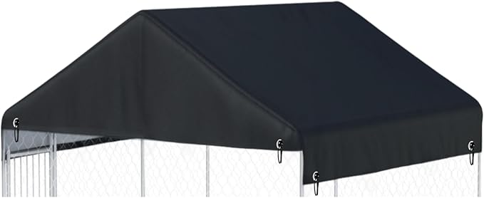 Outdoor Dog Kennel Replacement Cover for 4.2x4ft Dog Kennel 600D Heavy Duty Waterproof UV Resistant - Black (Top Cover Included Only)