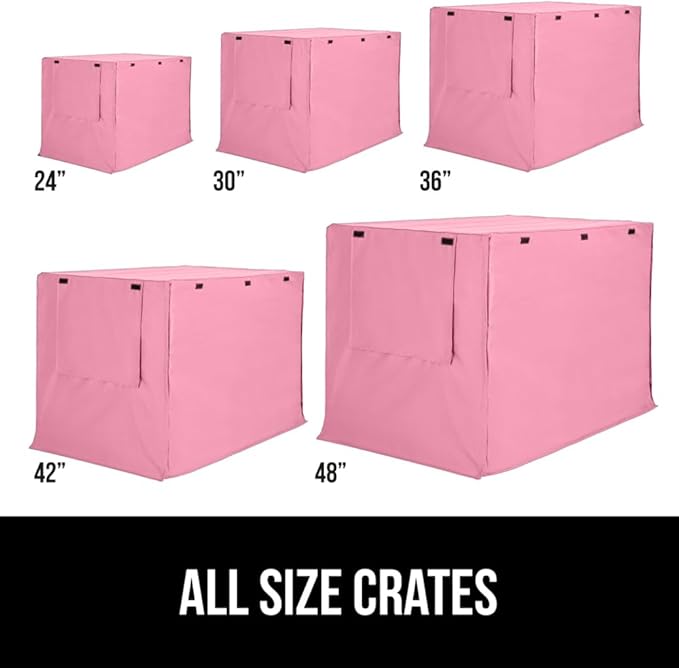 GORILLA GRIP Dog Crate Covers Compatible with Amazon Basics Dog Crates, All Sides Open, Privacy Cover Fits 42" Wire Kennel, Breathable Mesh Windows, Light Reducing Puppy Training Cage Topper, Pink