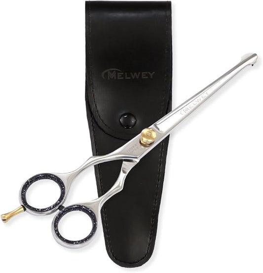 Left-Handed Pet Grooming Scissors Set Pro-Grade Curved Shears for Dogs Cats - Precision Crafted Sharp Blades Comfort Grip - Ideal for Cutting Curving Thinning (LH Round Tip Straight)