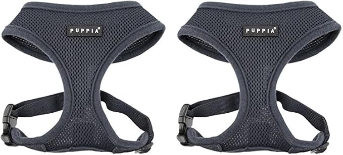Authentic Puppia Soft Harness, Grey, Large (Pack of 2)