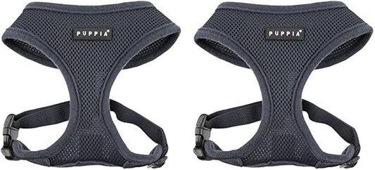 Authentic Puppia Soft Harness, Grey, Large (Pack of 2)