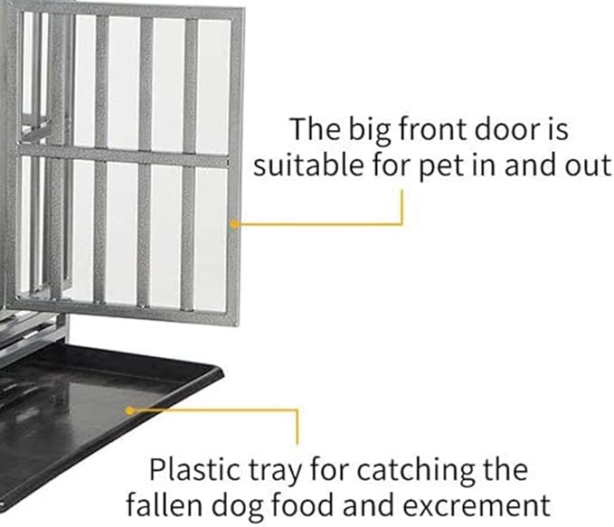 LUCKUP Heavy Duty Dog Cage Metal Kennel and Crate for Medium and Large Dogs, Pet Playpen with Four Wheels,Easy to Install,38 inch,Silver …