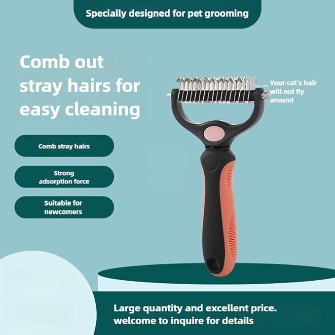 Pet Comb Ultimate Dog Grooming Set: Professional Deshedding Brushes for Dogs & Cats – Perfect for Long-Haired Breeds, Flea Removal, & Dematting(Orange, For Large and Medium Dogs)