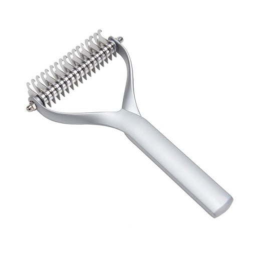 Pet comb Unknot Unknot comb Y-shape floating-off dog rake comb Zinc alloy dog comb hair removal dog comb (Big, Sliver)