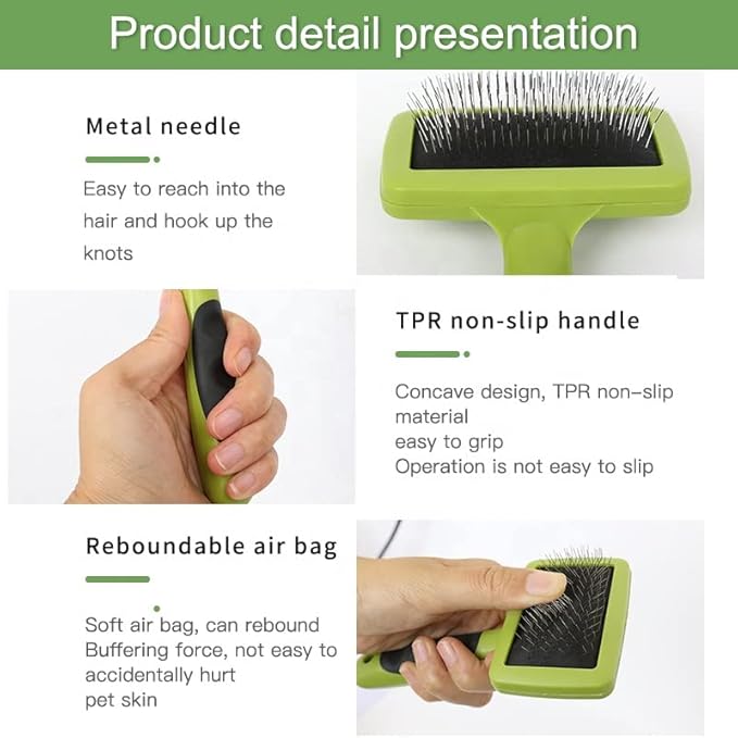 Slicker Brush for Pets. Dogs and Cats. Grooming Tool For Loose and Tangled Fur or Hair . Long Pins Long Hair Grooming Brush (Small)
