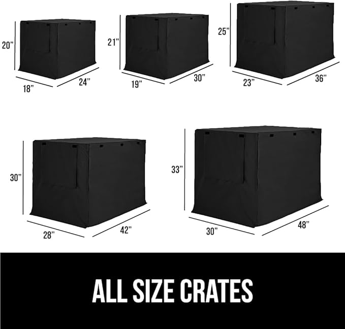 Gorilla Grip Dog Crate Covers Compatible with Amazon Basics Dog Crates, All Sides Open, Privacy Cover Fits 36" Wire Kennel, Breathable Mesh Windows, Light Reducing Puppy Training Cage Topper, Black