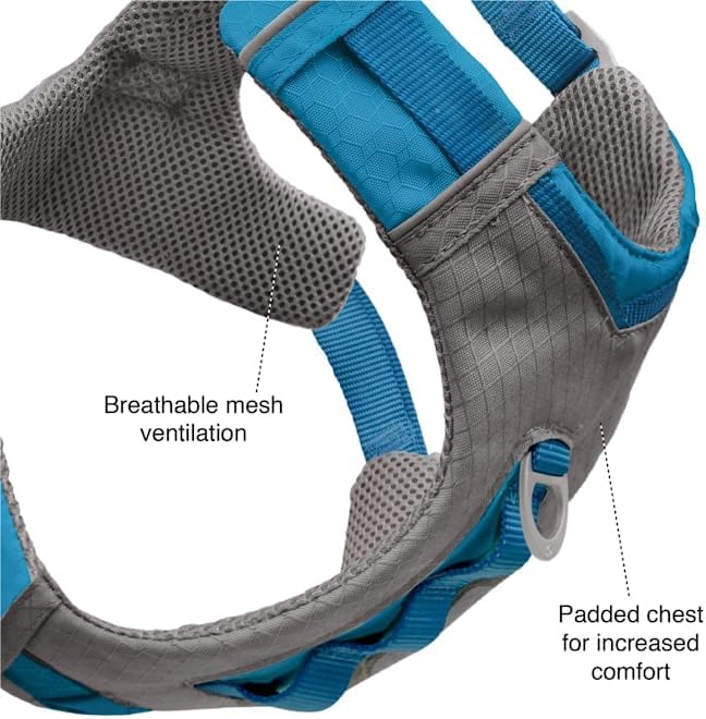 Kurgo Journey Air Dog Harness, Vest Harnesses for Dogs, Pet Hiking Harness for Running & Walking, Reflective, Padded, Includes Control Handle, No Pull Front Clip (Black, Large)