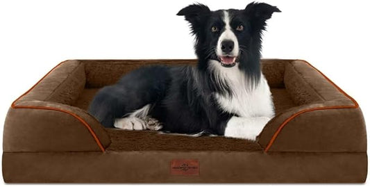 Large Dog Beds Orthopedic Foam, Waterproof Dog Beds for Large Dogs, Comfy Pet Bed Sofa with Washable Removable Cover & Non-Slip Bottom(Large,Chocolate Brown)