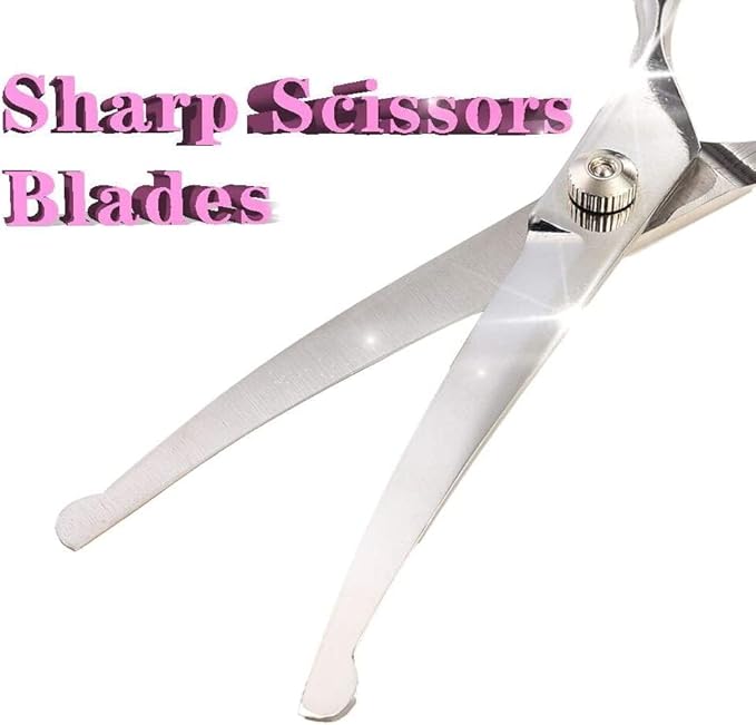 Dog Grooming Scissors Curved 7 Inch Stainless Steel with Safety Round Tips Professional Pet Grooming Shears for Dogs and Cats