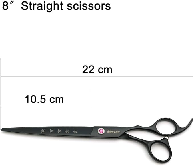 Kingstar 8.0in. Matt Black Professional Pet Grooming Scissors Set,Straight & Thinning & Curved Scissors Set with Comb,Dog Grooming,A559