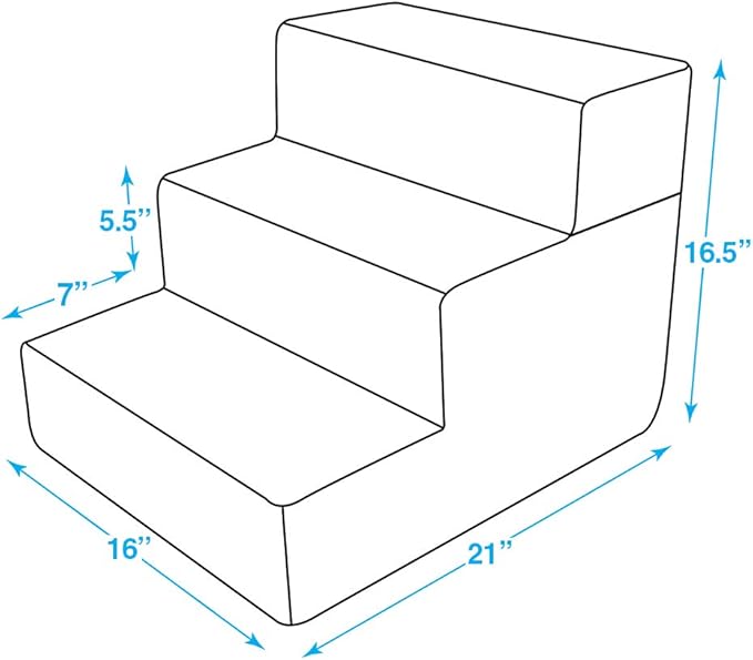 Best Pet Supplies Portable Foldable Foam Pet Stairs/Steps for Couch, Sofa, and High Bed, Non-Slip Bottom Balanced Paw Safe - Sand, Foldable 3-Step (H: 16.5")