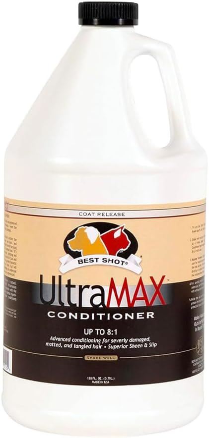 Best Shot UltraMAX Pro Conditioner, Hydrating Conditioner for Any Dog or Cat, Coat Release Technology, Sweet Pea Essence, 1.1-Gallon