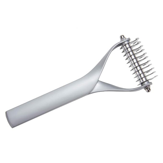 Pet comb Unknot Unknot comb Y-shape floating-off dog rake comb Zinc alloy dog comb hair removal dog comb (Small, Sliver)