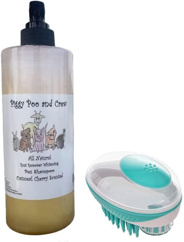 Pet Shampoo and Shampoo Scrub Brush (Oatmeal Cherry) - for Pigs Dogs and Other Small Animals
