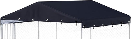10 x 10 ft Outdoor Dog Kennel Cover Made from 600D Heavy Duty Waterproof Oxford Fabric Outdoor Dog Kennel Replacement Cover Black（Without cage top Frame）