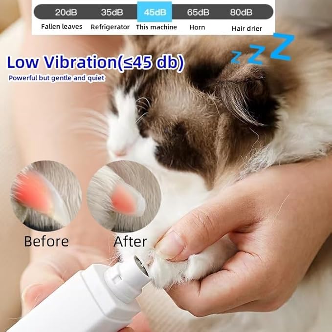 Dog Nail Trimmers, 4-Speed Dog Nail Grinder, Painless & Quiet Pet Nail Trimmer for Large Dogs, Medium & Small Dogs/Cats（2 Grinder Wheels）