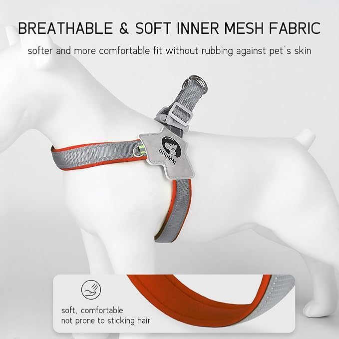 Pet Dog Cat Harness, Pet Harness with Leash Set, Adjustable Puppy Harness Comfortable Reflective Easy Control Dog with Leather Leash, No-Pull No Choke Pet Harness for Training Walking